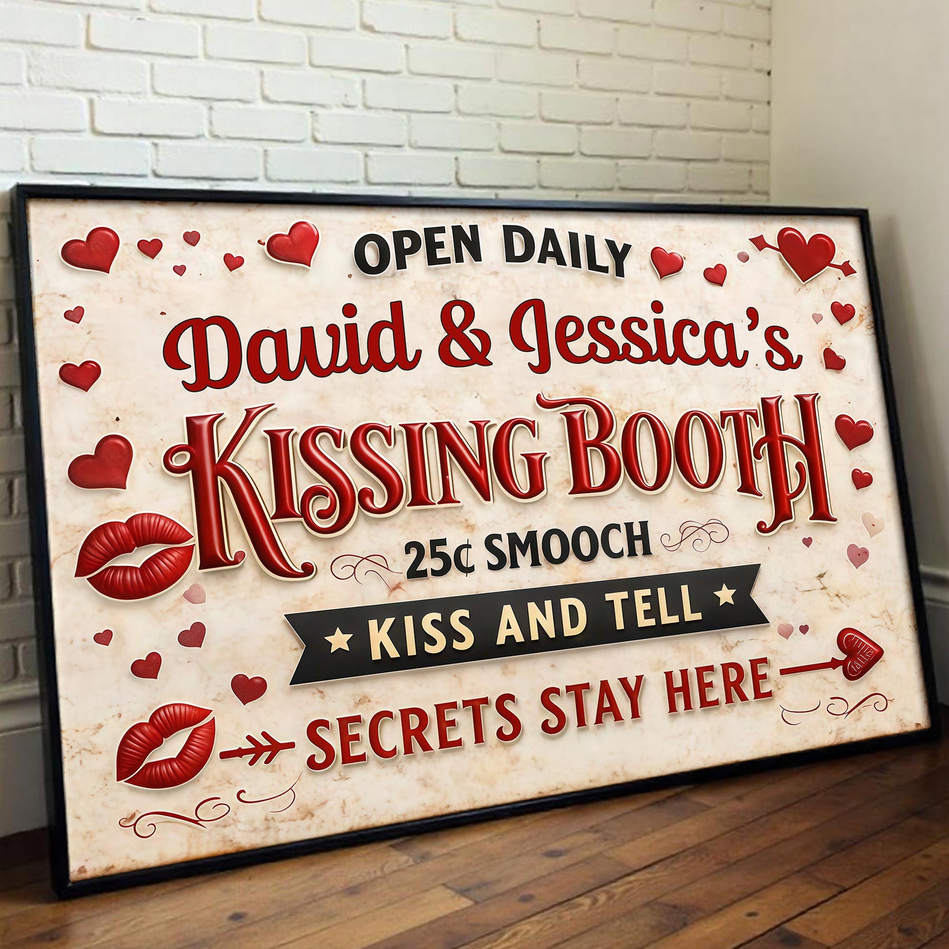 Kissing Booth, 25¢ Smooch, Kiss And Tell, Romantic Poster
