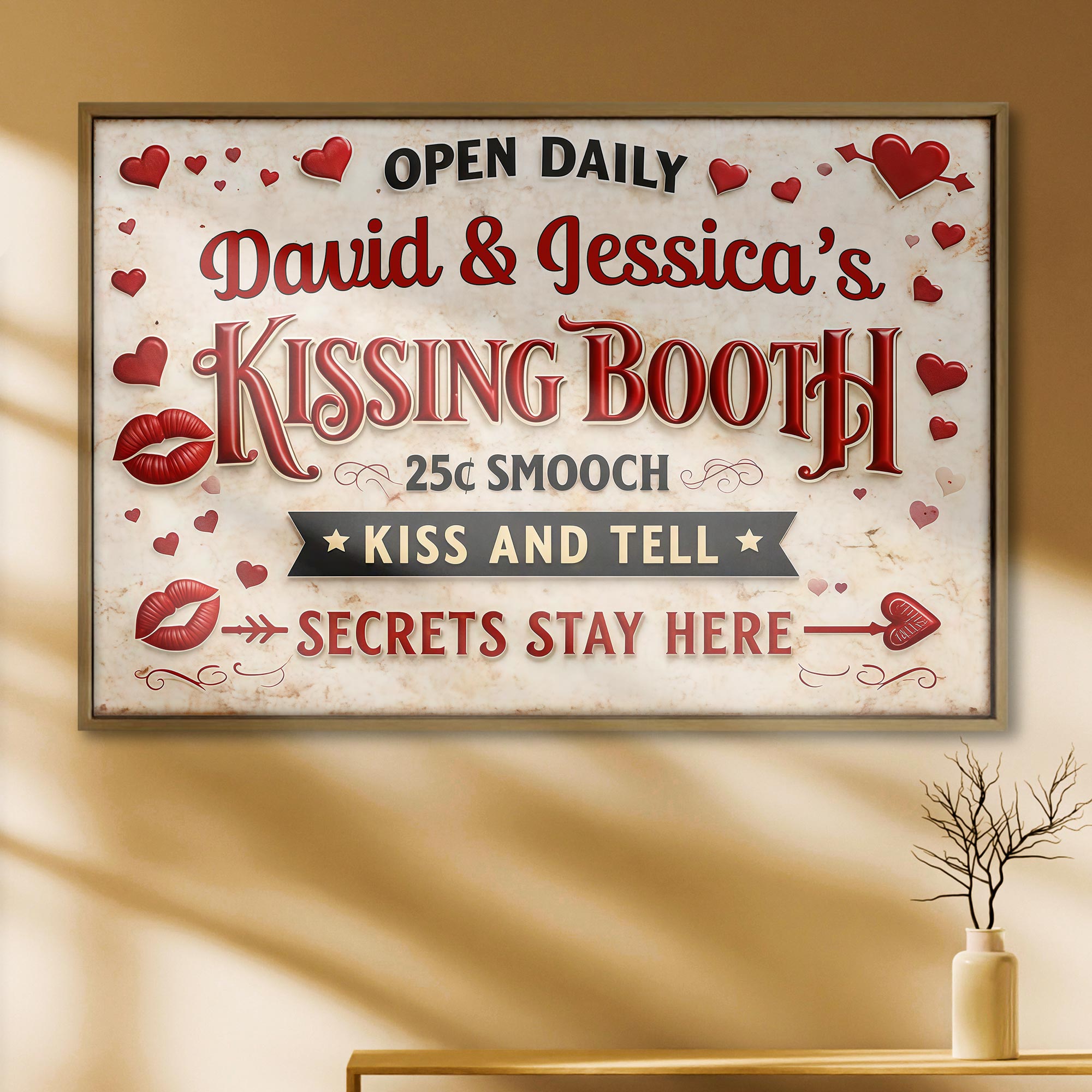 Kissing Booth, 25¢ Smooch, Kiss And Tell, Romantic Poster, Gift For ...