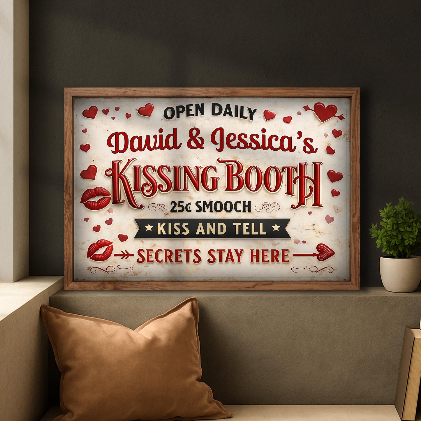 Kissing Booth, 25¢ Smooch, Kiss And Tell, Romantic Poster