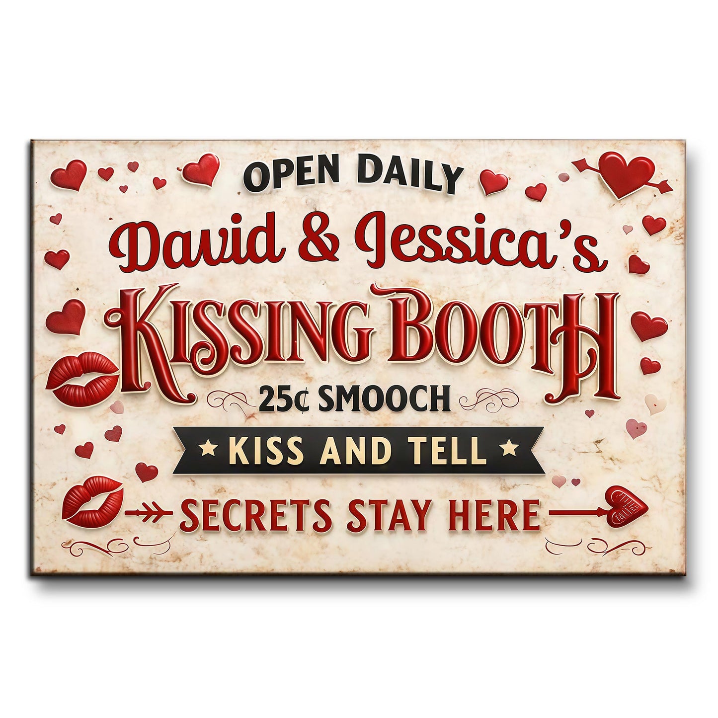 Kissing Booth, 25¢ Smooch, Kiss And Tell, Romantic Poster