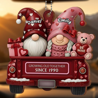 Growing Old Together, Love Gnomes In Red Truck