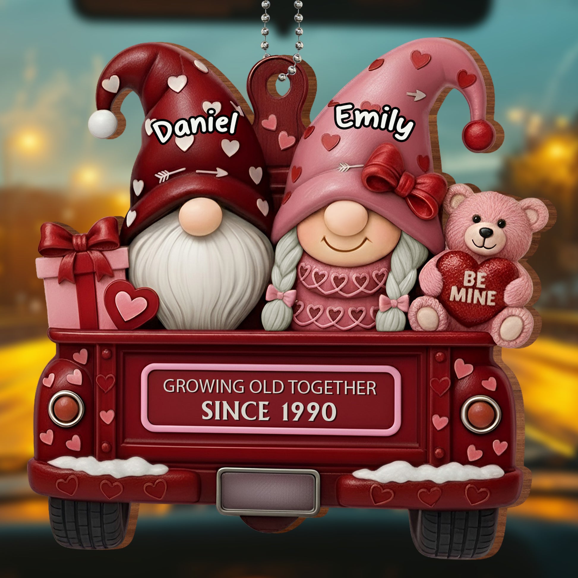 Growing Old Together, Love Gnomes In Red Truck