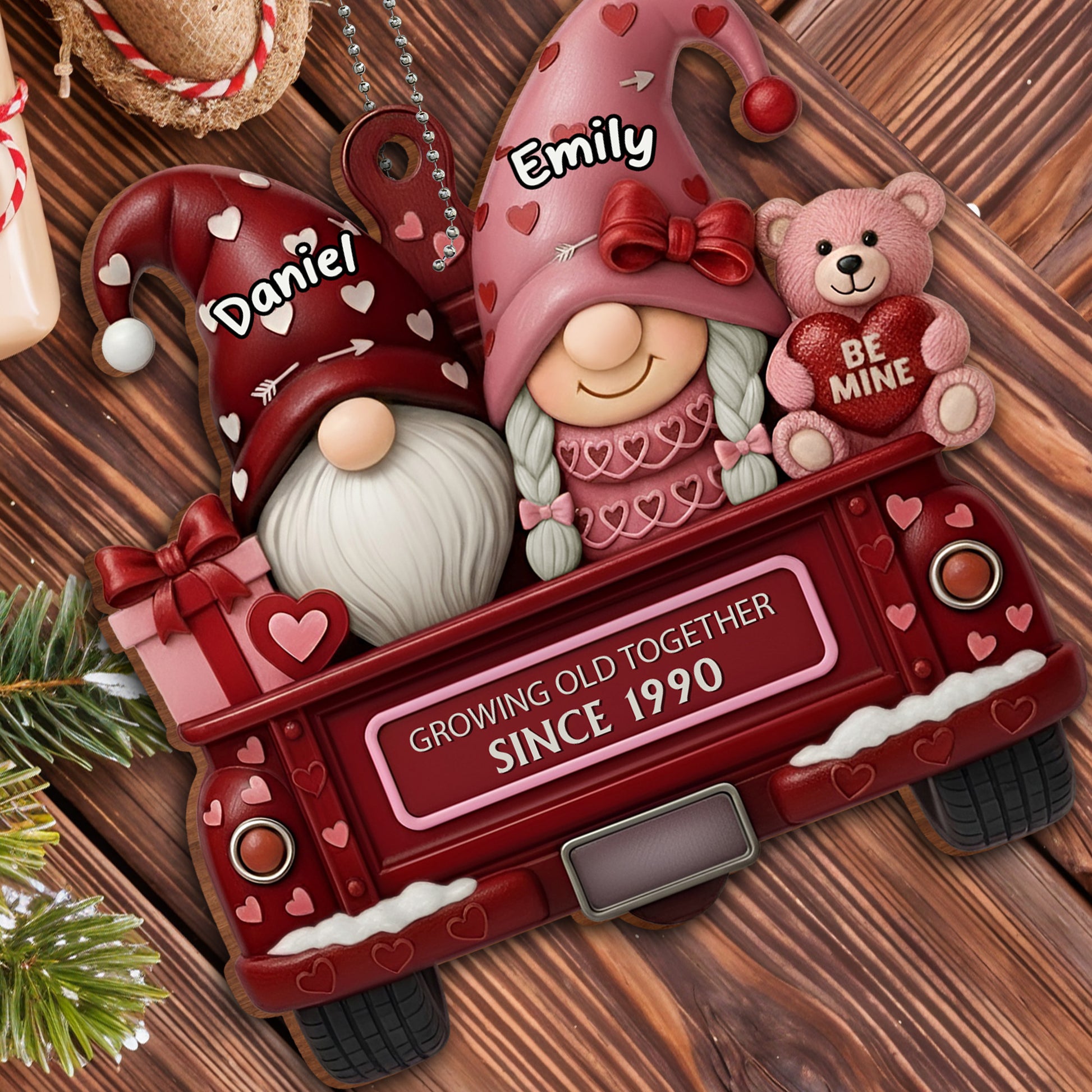 Growing Old Together, Love Gnomes In Red Truck