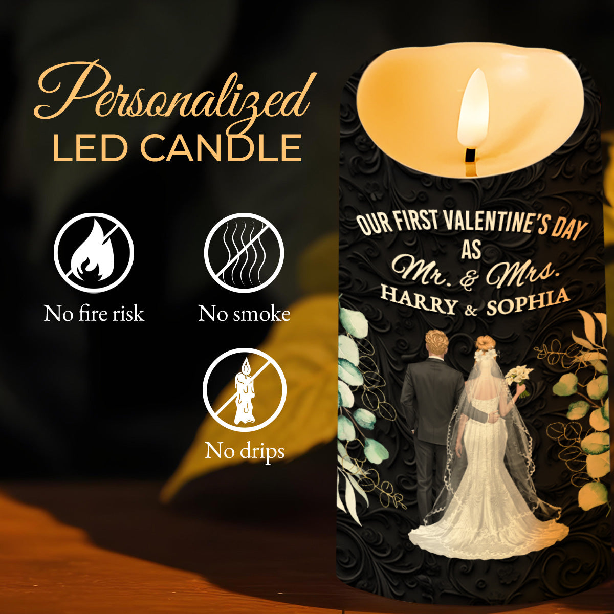 Our First Valentine's Day As Mr. & Mrs., Couple And Flowers