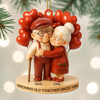Growing Old Together, Elderly Couple With Hearts