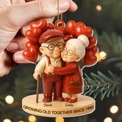 Growing Old Together, Elderly Couple With Hearts
