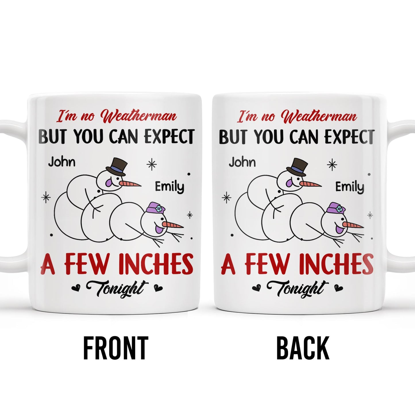 I'm No Weatherman, Expect A Few Inches Tonight, Snowmen Hearts Design