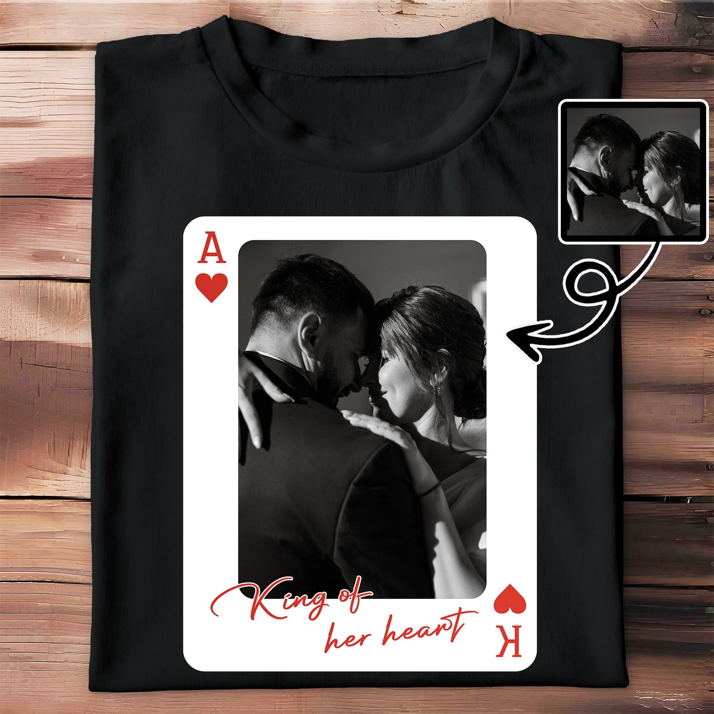 King Of Her Heart Playing Card Design - Personalized Custom Unisex T-shirt, Hoodie - CPL995_BBAS