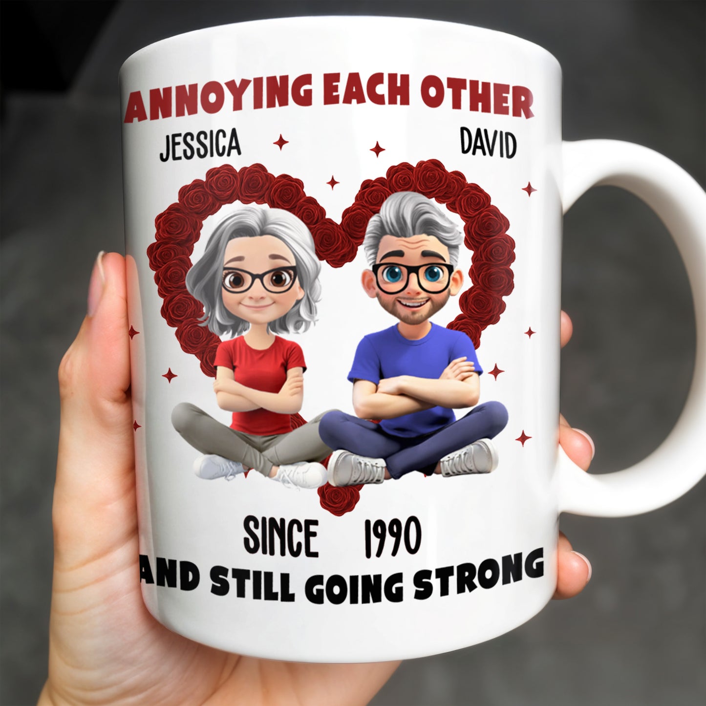 Annoying Each Other And Still Going Strong, Cartoon Couple With Hearts