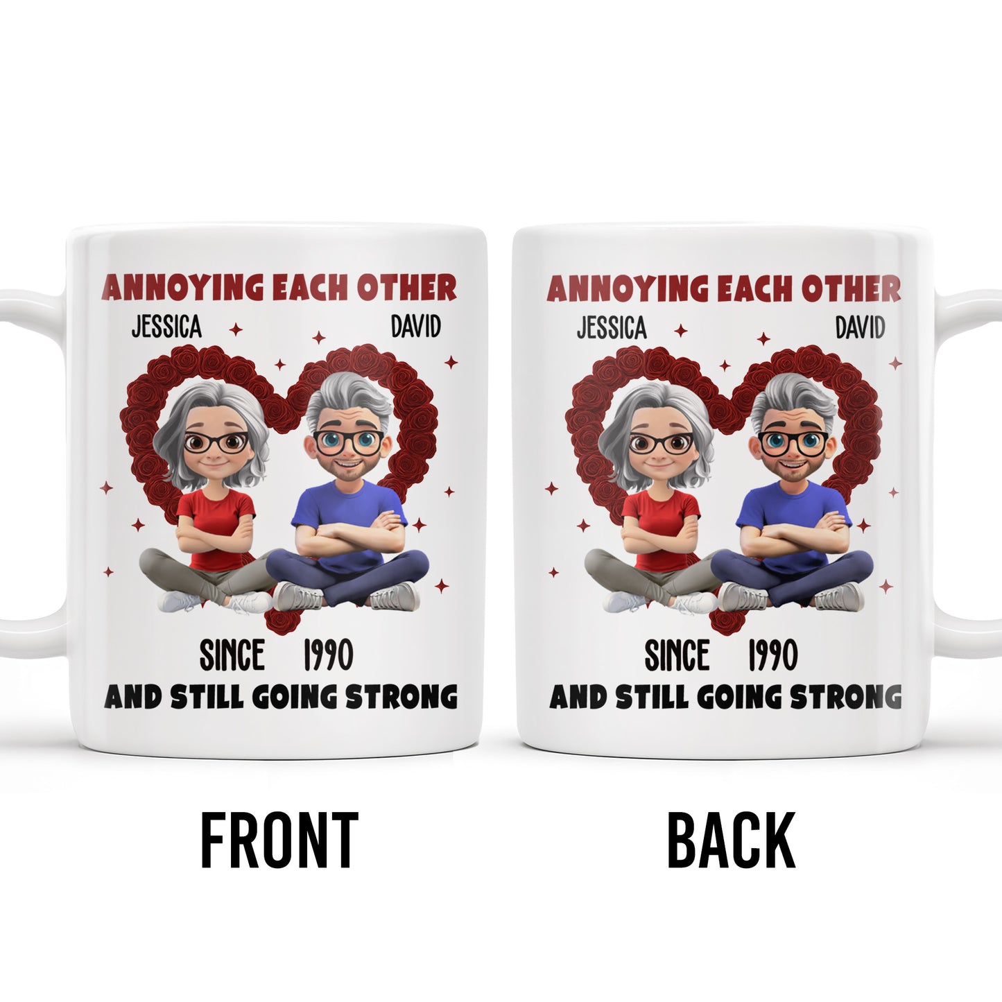 Annoying Each Other And Still Going Strong, Cartoon Couple With Hearts