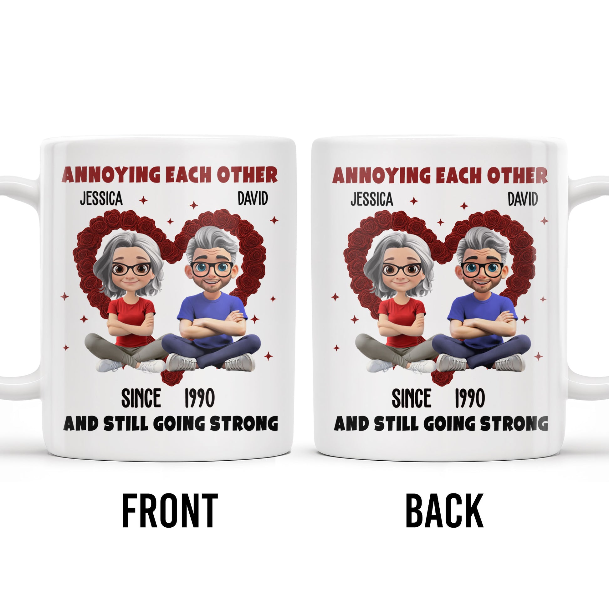 Annoying Each Other And Still Going Strong, Cartoon Couple With Hearts