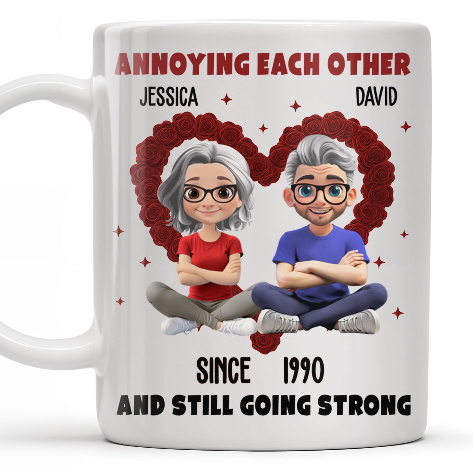 Annoying Each Other And Still Going Strong, Cartoon Couple With Hearts