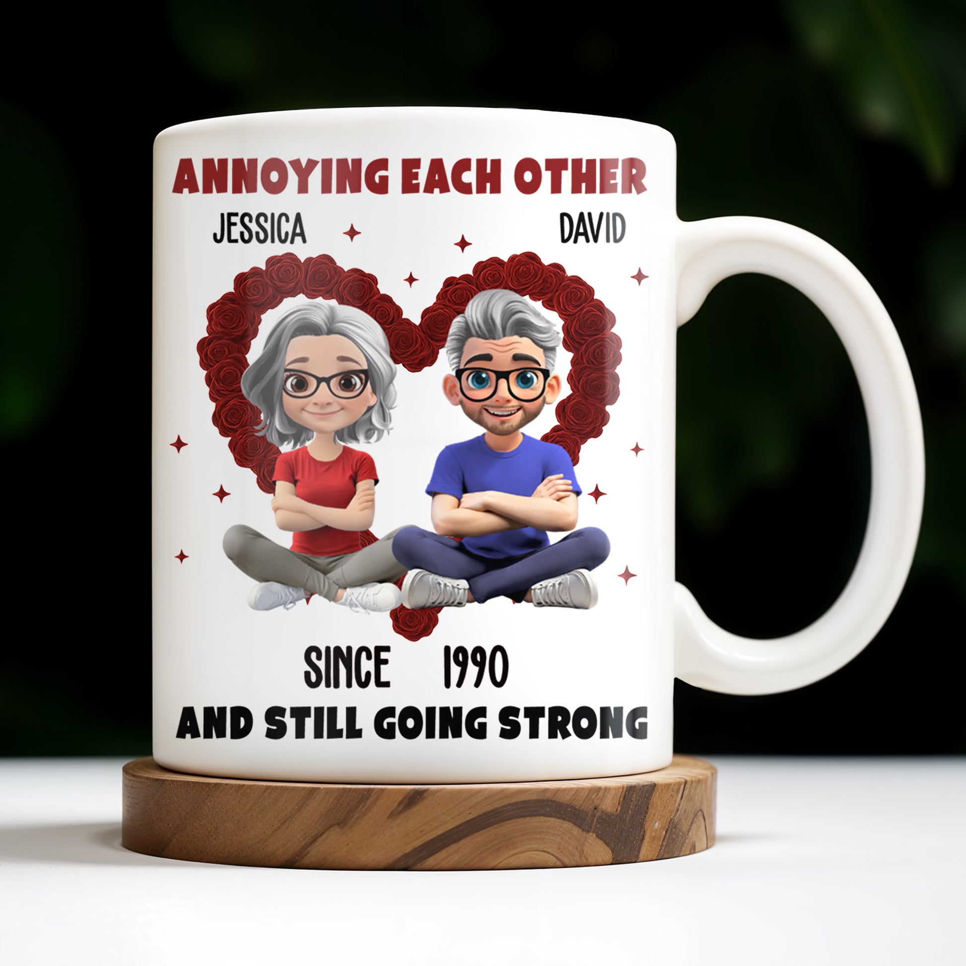 Annoying Each Other And Still Going Strong, Cartoon Couple With Hearts