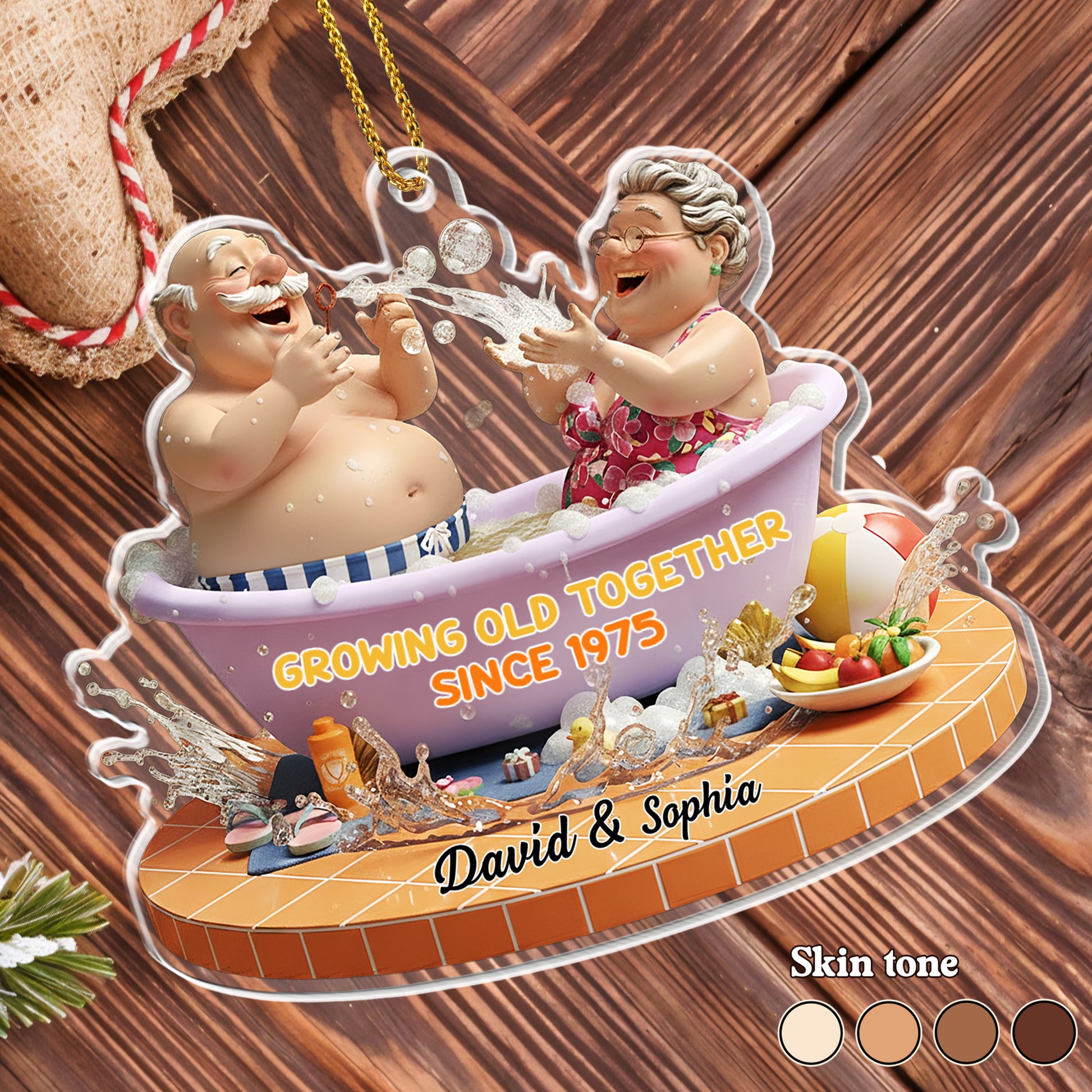 Growing Old Together, Elderly Couple In Bathtub