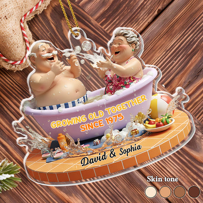 Growing Old Together, Elderly Couple In Bathtub