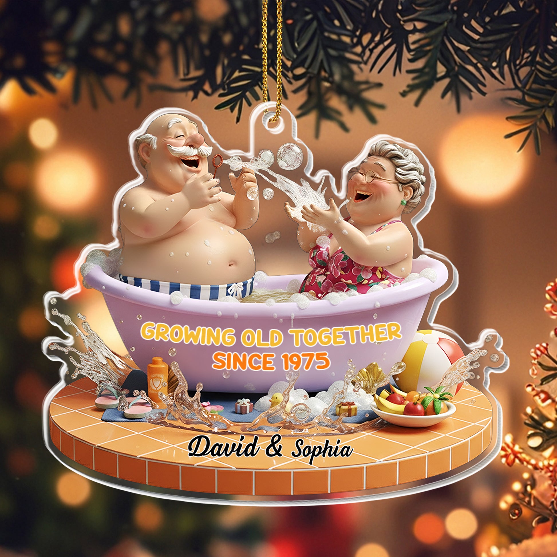 Growing Old Together, Elderly Couple In Bathtub