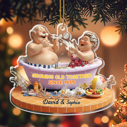 Growing Old Together, Elderly Couple In Bathtub