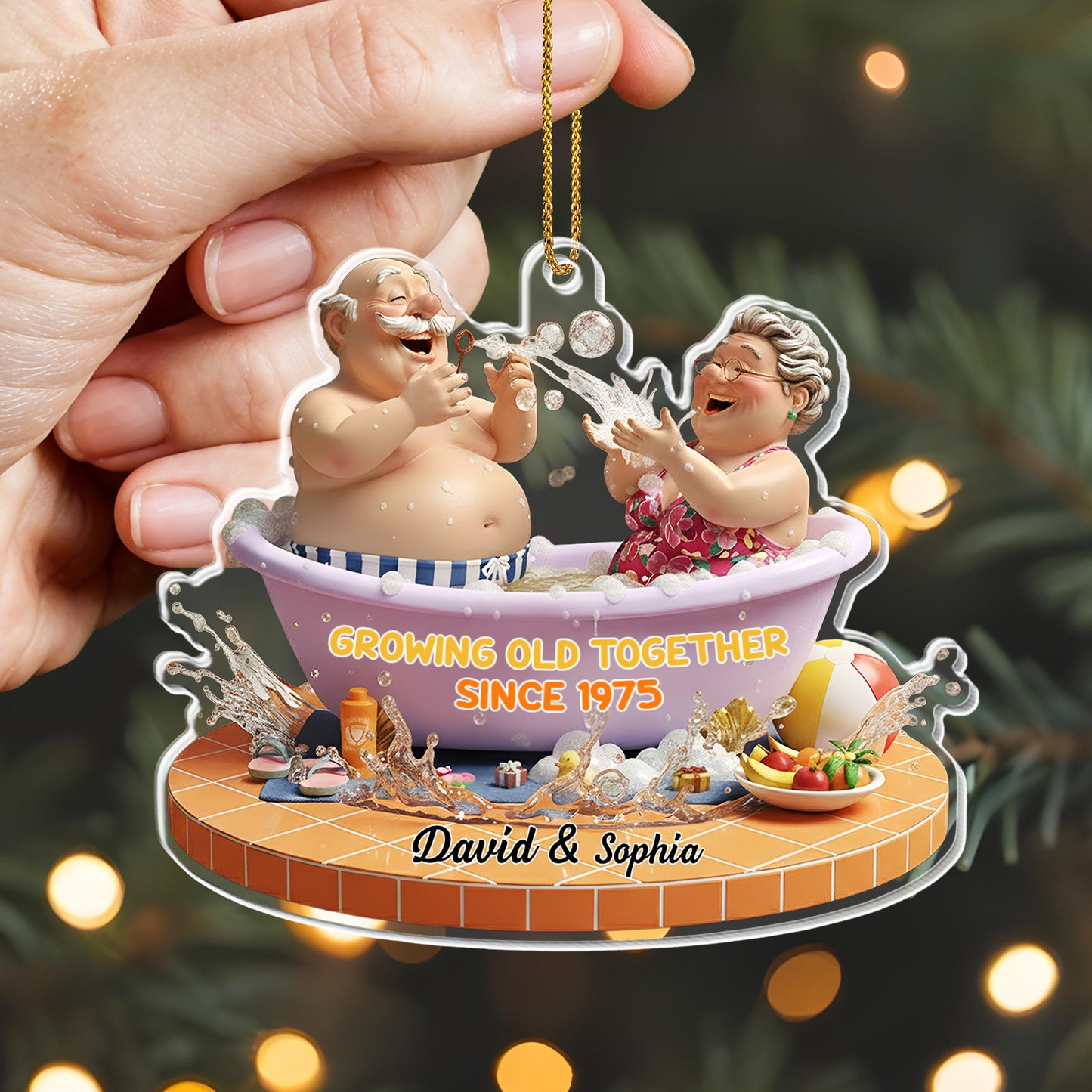 Growing Old Together, Elderly Couple In Bathtub