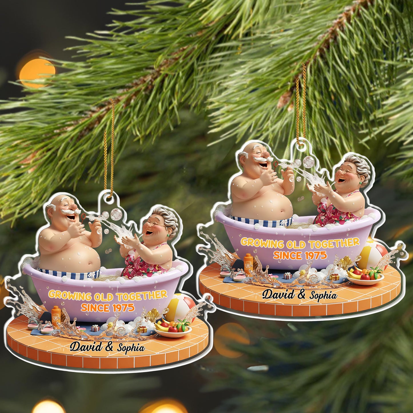 Growing Old Together, Elderly Couple In Bathtub