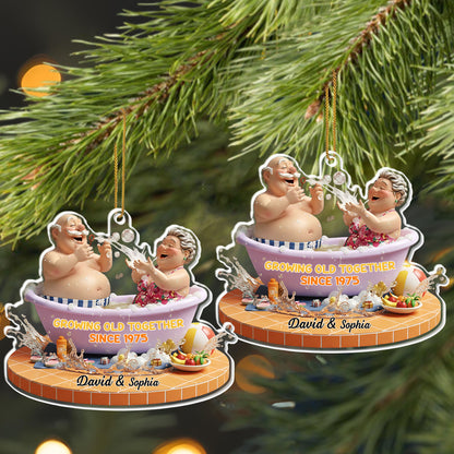 Growing Old Together, Elderly Couple In Bathtub