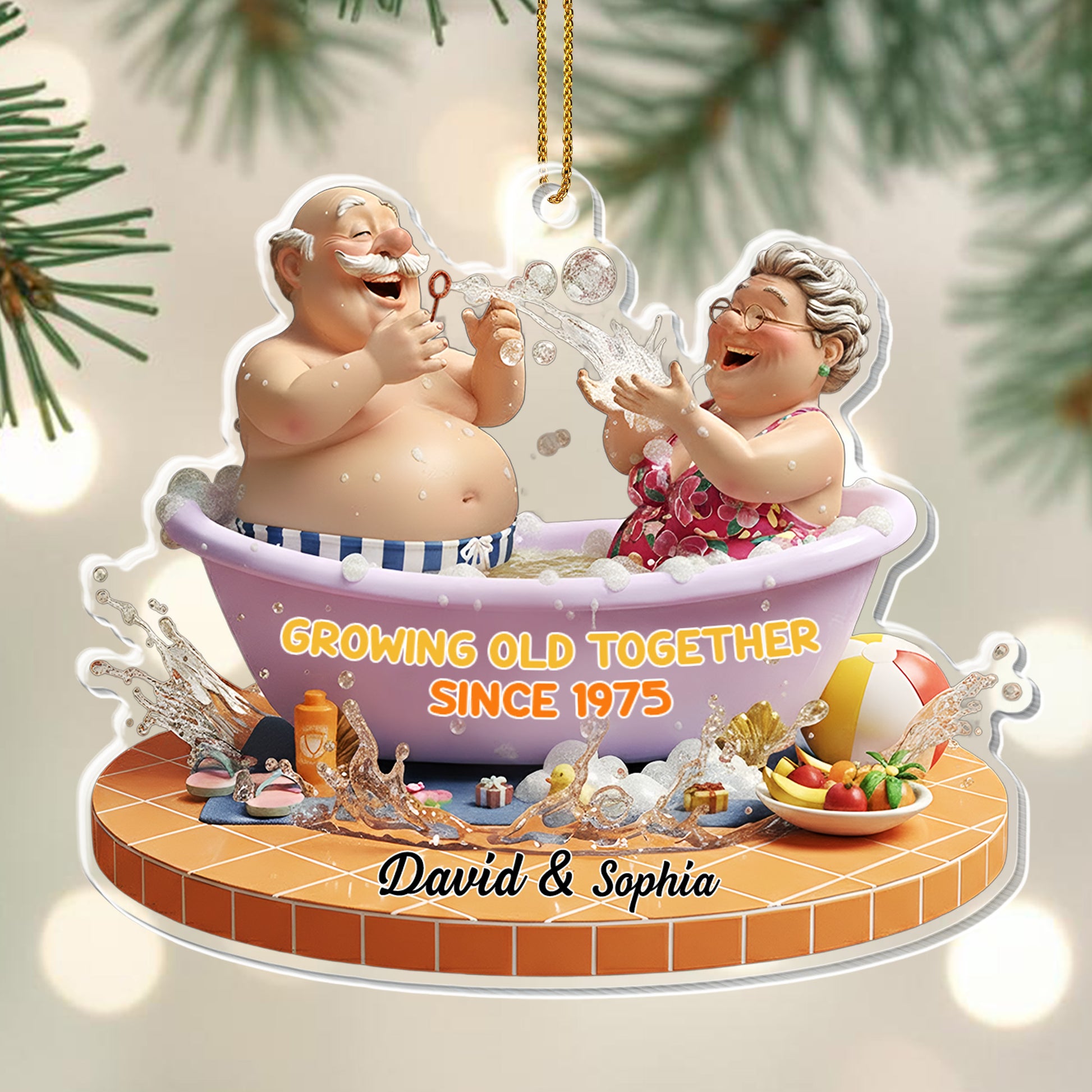 Growing Old Together, Elderly Couple In Bathtub