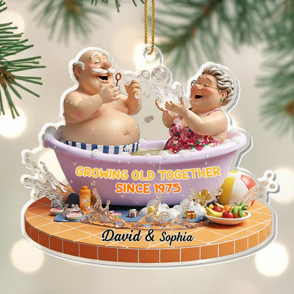 Growing Old Together, Elderly Couple In Bathtub
