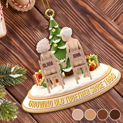 Growing Old Together, Elderly Couple Christmas Ornament