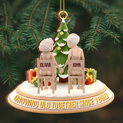 Growing Old Together, Elderly Couple Christmas Ornament