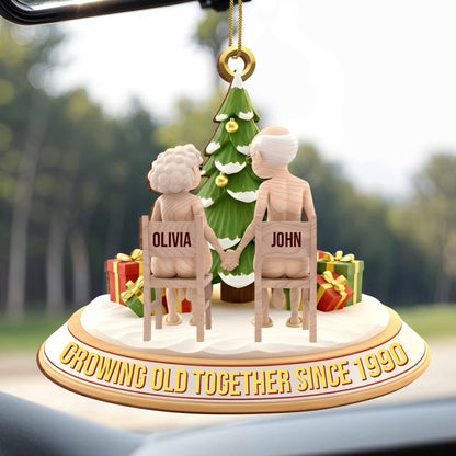 Growing Old Together, Elderly Couple Christmas Ornament
