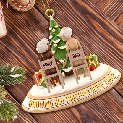 Growing Old Together, Elderly Couple Christmas Ornament