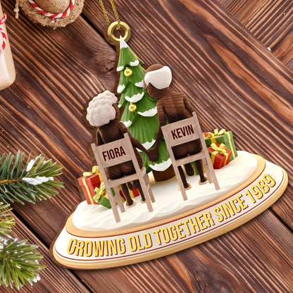 Growing Old Together, Elderly Couple Christmas Ornament