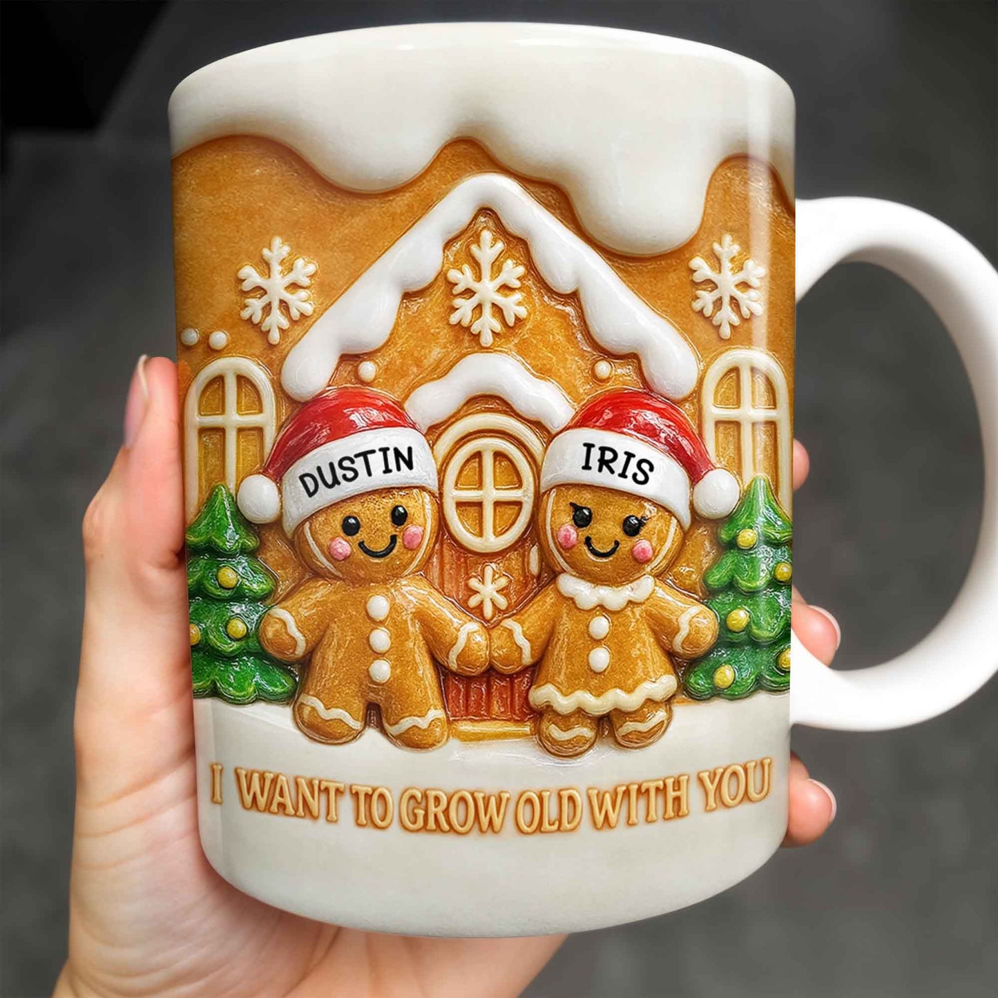 I Want To Grow Old With You Gingerbread Couple - Personalized Custom Coffee Mug - CPL999_MG