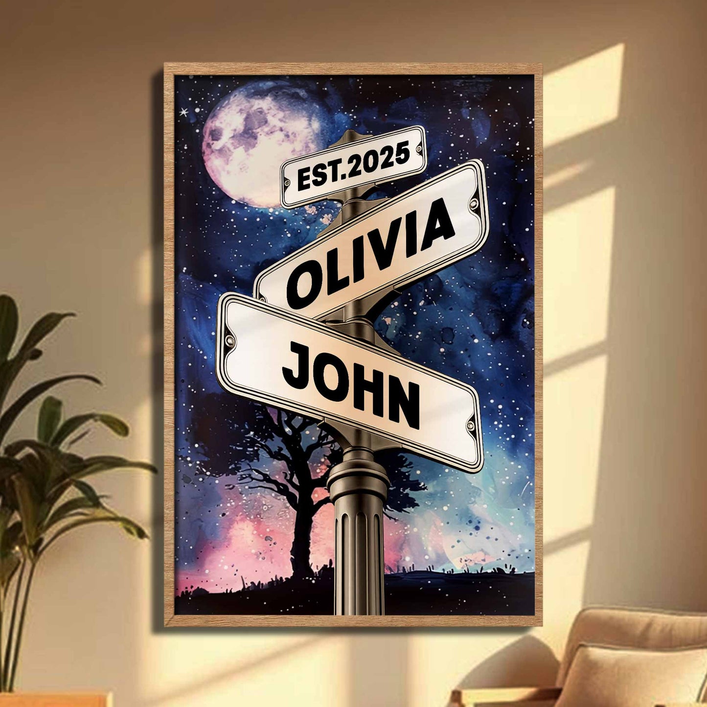 Under The Night Sky, A Timeless Bond, Moon And Street Signs