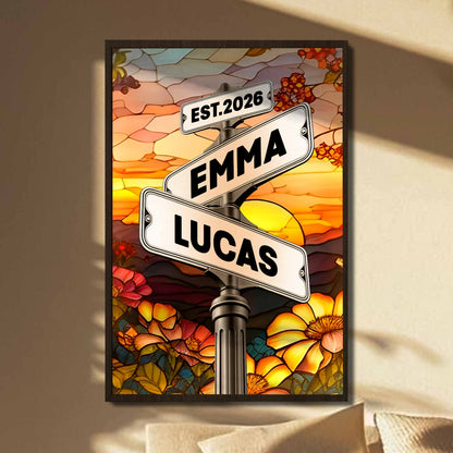 Under The Night Sky, A Timeless Bond, Moon And Street Signs