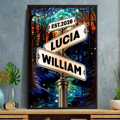 Under The Night Sky, A Timeless Bond, Moon And Street Signs