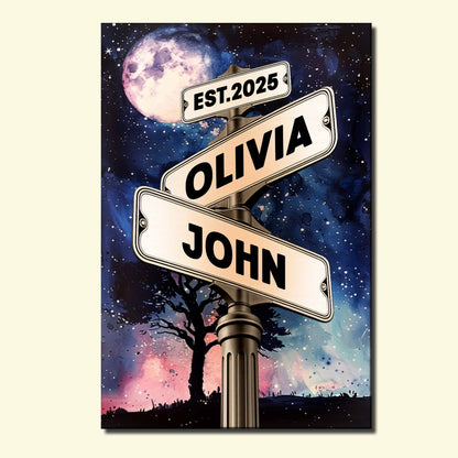 Under The Night Sky, A Timeless Bond, Moon And Street Signs