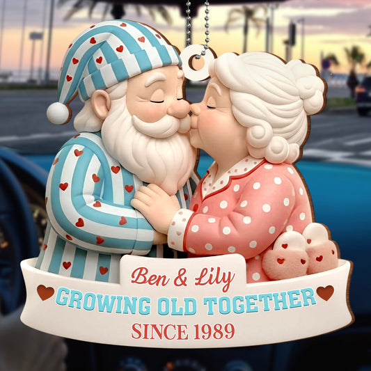 Growing Old Together, Elder Couple With Hearts