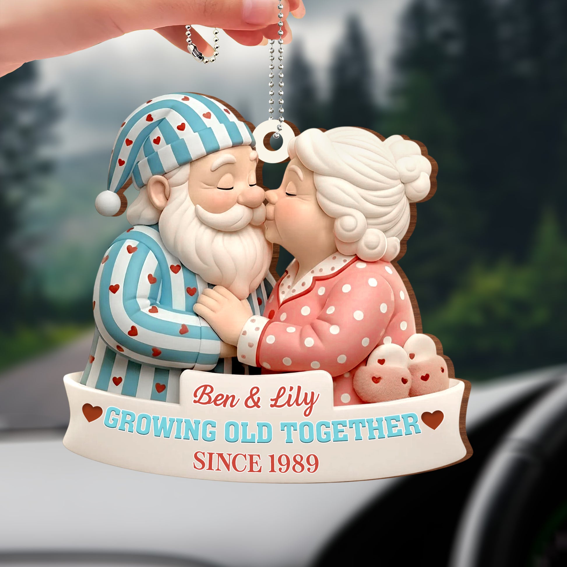 Growing Old Together, Elder Couple With Hearts