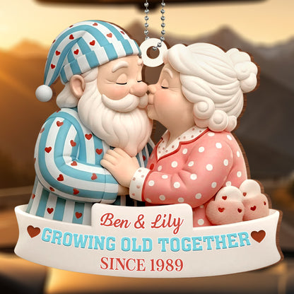 Growing Old Together, Elder Couple With Hearts