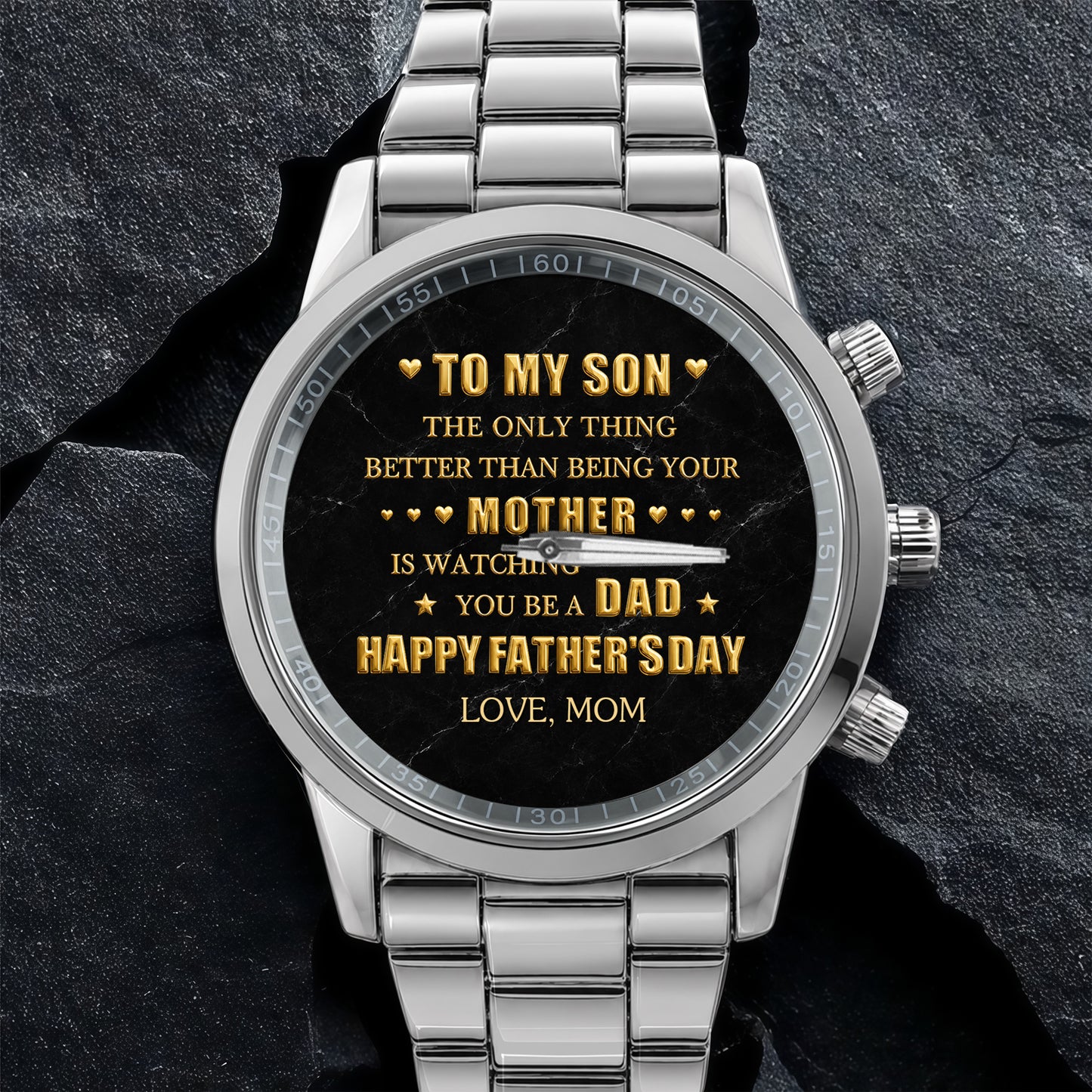 To My Son Better Than Being Your Mother Hearts Stars Gold Effect - Personalized Custom Men's Watch - SON156_CUMWA
