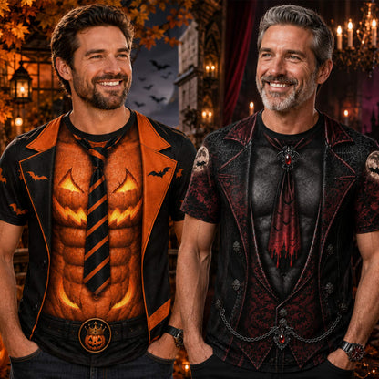 Stay Pumped Jack O Lantern Suit With Muscle Abs And Bats - Personalized Custom Unisex All-Over Printed T-Shirt - HALW149_3T