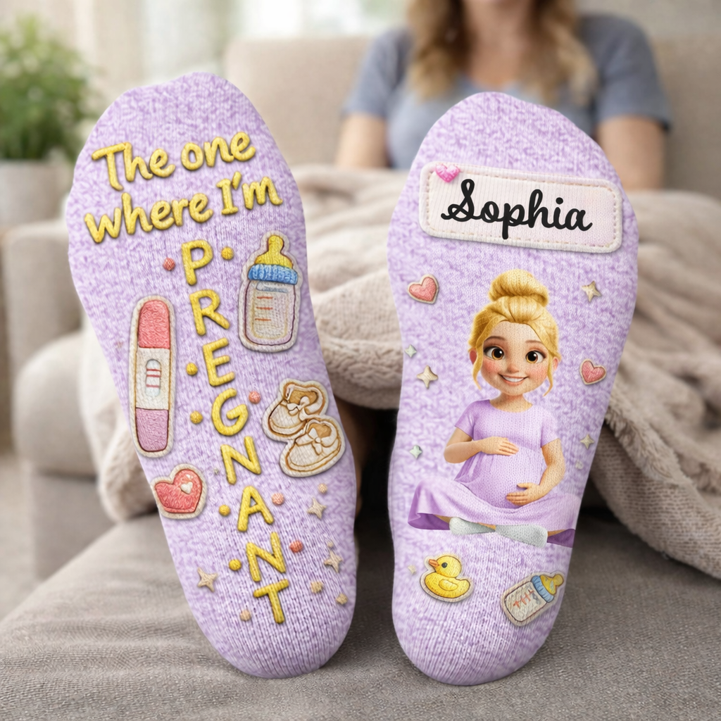 The One Where I'm Pregnant Custom Woman Art and Baby Objects - Personalized Crew Socks - MOM274_CSOCK