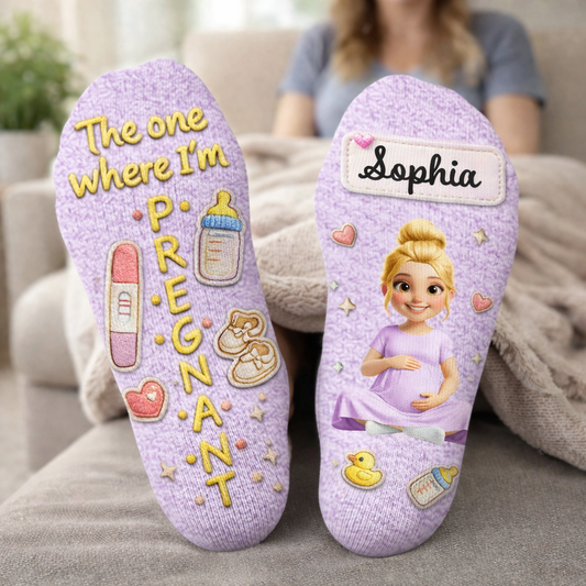 The One Where I'm Pregnant Custom Woman Art and Baby Objects - Personalized Crew Socks - MOM274_CSOCK