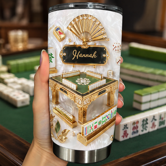 Mahjong Hobby Game Of Skill With Tiles And 3D Mother Of Pearl Effect - Personalized Custom Stainless Steel Tumbler 20oz 30oz - HOB219_TB