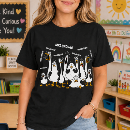 My Teacher, Funny Chaotic Seagulls Shouting Students - Personalized Custom Unisex T-shirt, Hoodie - TEACH108_BBAS
