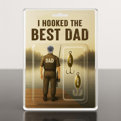 I Hooked The Best Dad, Fishing Rod and Fish Hooks - Personalized Custom Acrylic Plaque - DAD003_RECA