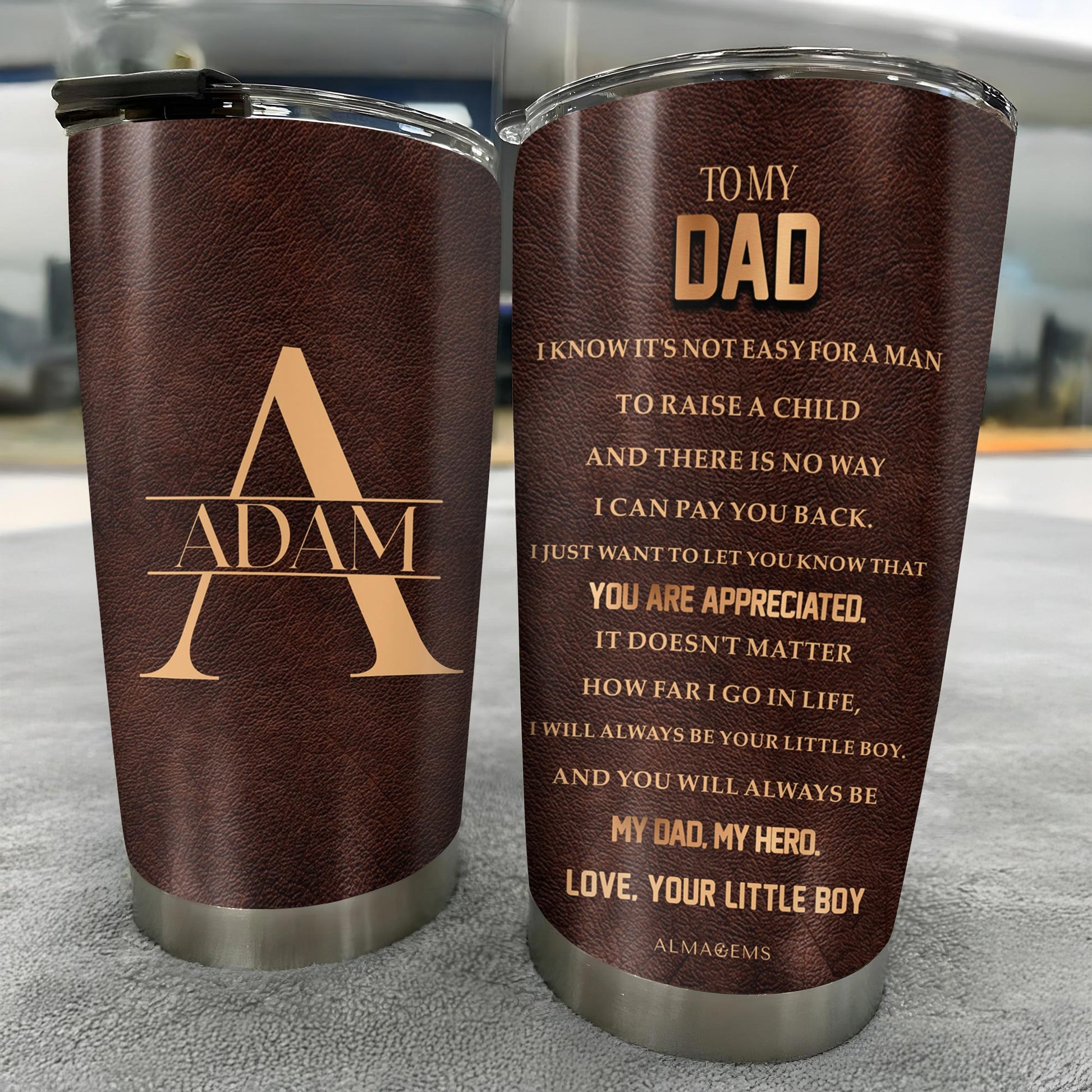 Dad Appreciation Engraved Message Steel Tumbler