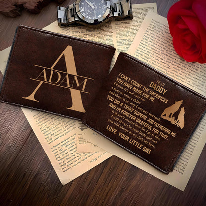 Dear Daddy Forever Grateful Love Your Little Boy Silhouette Man And Boy - Personalized Custom Men's Leather Wallet - DAD013_MW