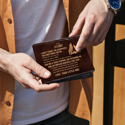 A Man, A Hero, A Dad, Silhouette Design - Personalized Custom Men's Leather Wallet - DAD012_MW