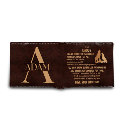Dear Daddy Forever Grateful Love Your Little Boy Silhouette Man And Boy - Personalized Custom Men's Leather Wallet - DAD013_MW